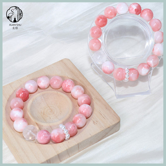Rose Quartz White Phantom Crystal Bracelet – Emotional Balance & Feng Shui Charm