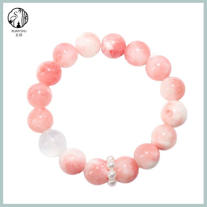 Rose Quartz White Phantom Crystal Bracelet – Emotional Balance & Feng Shui Charm