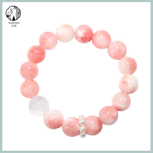 Rose Quartz White Phantom Crystal Bracelet – Emotional Balance & Feng Shui Charm