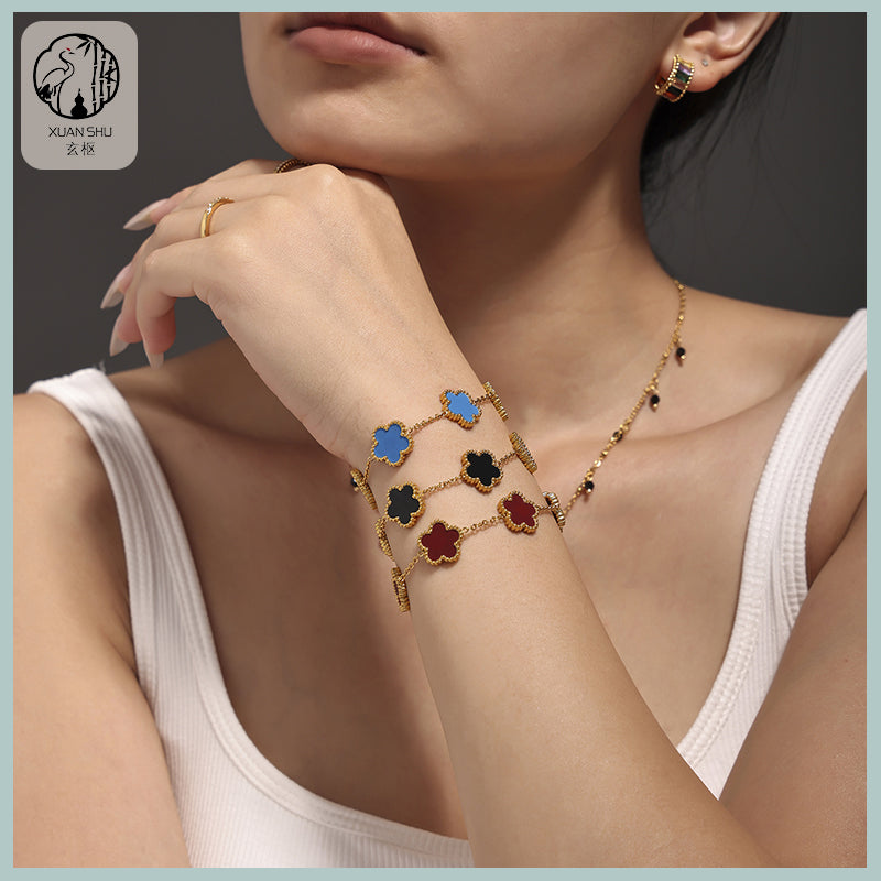 Stainless Steel Geometric Bracelet with Sparkling Cubic Zirconia – Luxury Shiny Crystal Jewelry