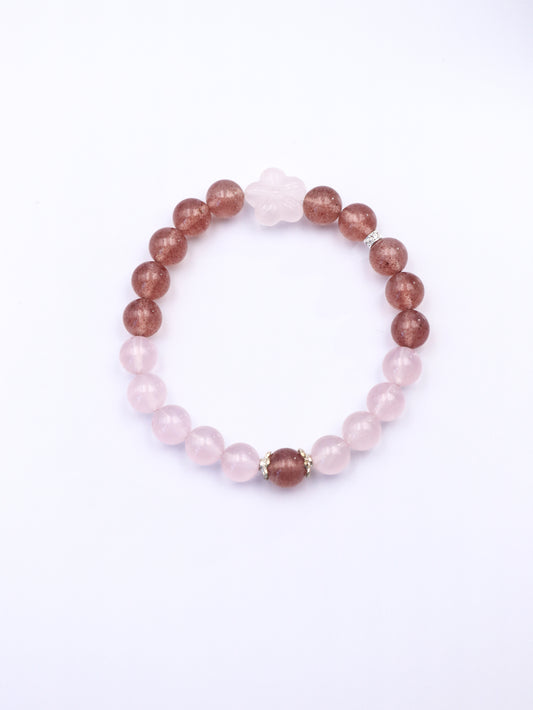 Strawberry Quartz & Rose Quartz Bracelet – Fire-Earth Harmony for Love & Healing