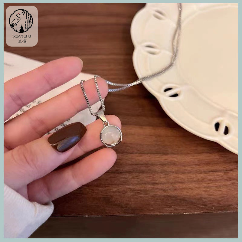 White Agate Round Pendant Necklace - A Symbol of Purity & Inner Peace