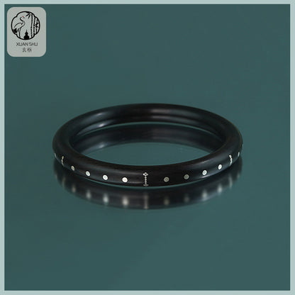 Purple Sandalwood & Black Ebony Inlaid Silver Bracelet – Protection & Spiritual Healing