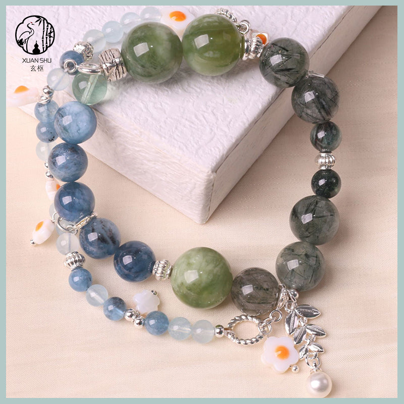 White Agate & Xiuyan Jade Pixiu Multi-Gemstone Crystal Bracelet – Protection & Wealth Charm