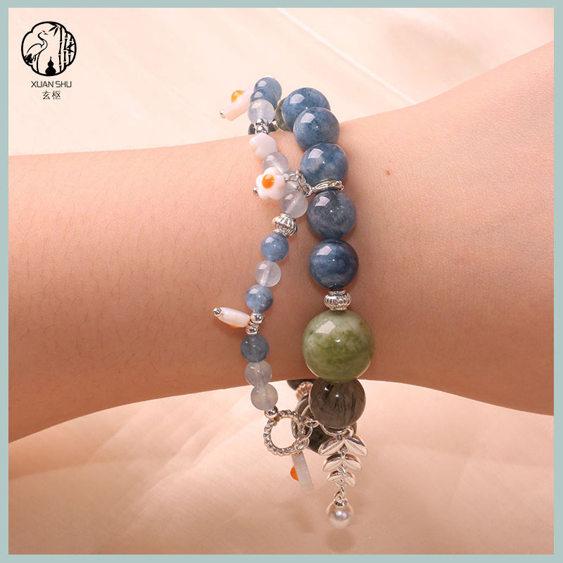 White Agate & Xiuyan Jade Pixiu Multi-Gemstone Crystal Bracelet – Protection & Wealth Charm