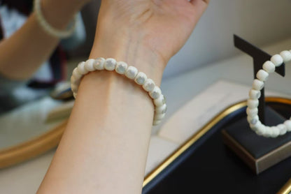 White Jade Inlaid Bodhi Root Bracelet — Promoting Longevity