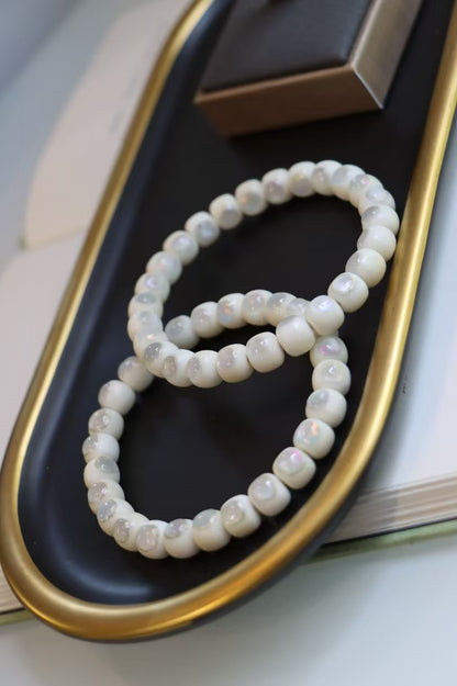 White Jade Inlaid Bodhi Root Bracelet — Promoting Longevity