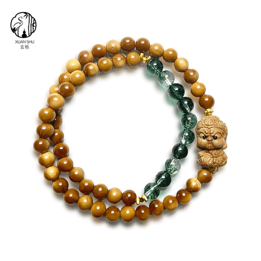 Cook Bracelet · Yellow Wealth God & Green Phantom Double-Layer Bracelet — Attract Wealth & Balance Five Elements Energy