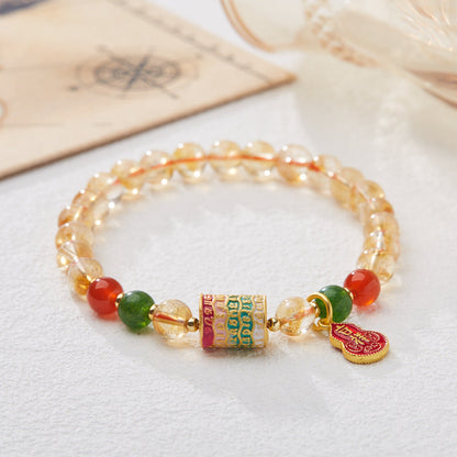 Yellow Crystal Five-Blessing Sutra Gourd Bracelet-Safe And Healthy XUANSHU