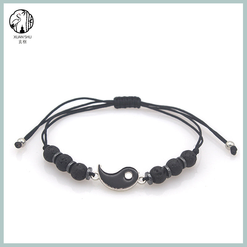 Black and White Tai Chi Yin-Yang Couple Bracelet- Balancing Energy, Enhancing Harmony and Luck