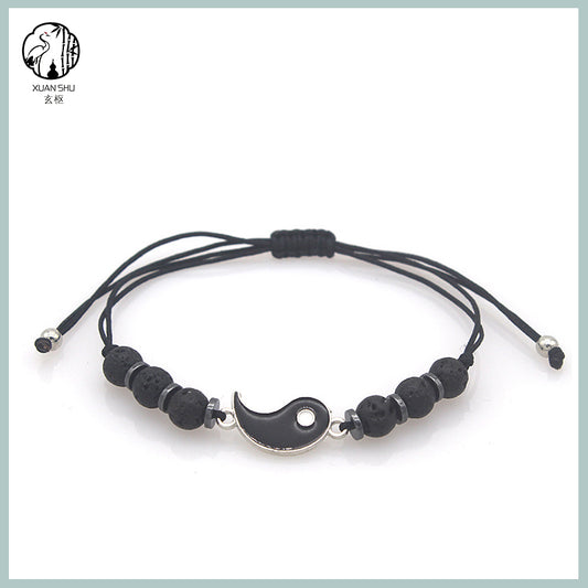 Black and White Tai Chi Yin-Yang Couple Bracelet- Balancing Energy, Enhancing Harmony and Luck