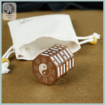 Zao Wood Inlaid Silver I Ching 64 Hexagrams Rotating Cube – Feng Shui Six Yao River Map Divination Stress Relief Puzzle