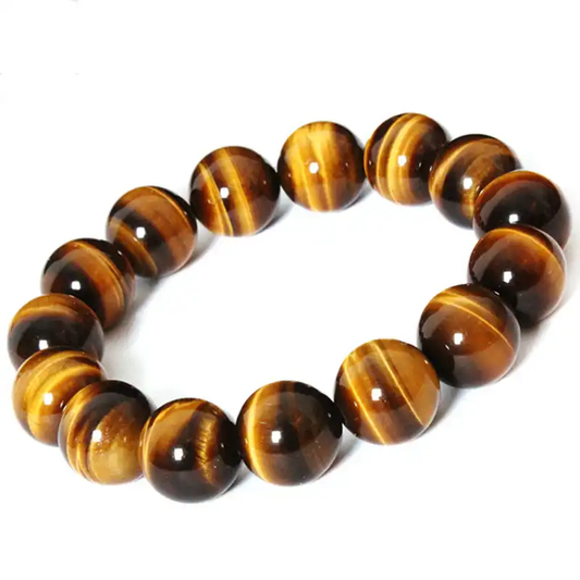 22-Piece Natural Tiger's Eye Beaded Bracelet-Protection against evil 